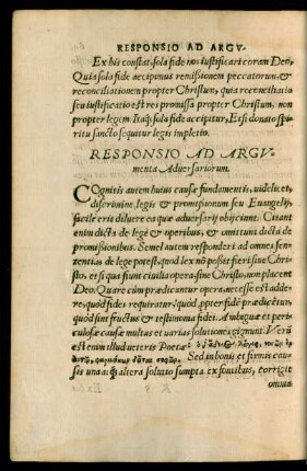 Responsio Ad Argumenta Adversariorum.