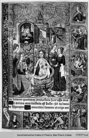 Horae Beatae Mariae Virginis ad usum Ecclesiae Romanae : Psalm 6 mit Bathseba im Bade im Bildfeld