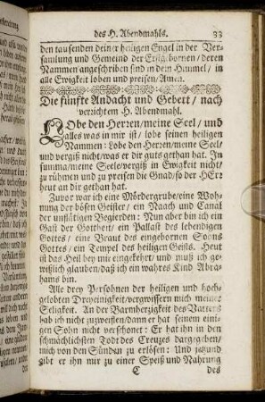 Die fünfte Andacht und Gebett/ nach verrichtem H. Abendmahl.