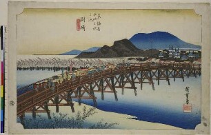Okazaki: die Yahagi-Brücke, Blatt 39 aus der Serie: Die 53 Stationen des Tōkaidō, Hoeidō Edition