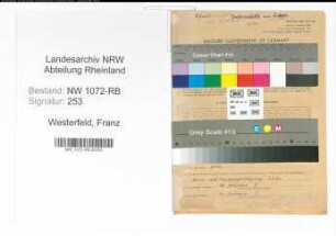 Entnazifizierung Franz Westerfeld , geb. 25.09.1905 (Angestellter)