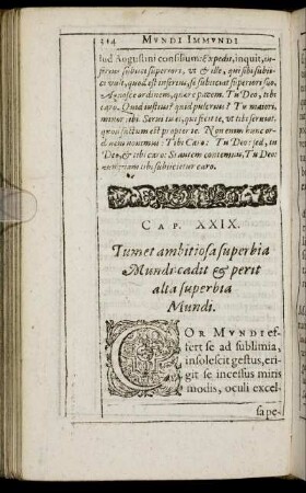Cap. XXIX. Tumet ambitiosa superbia Mundi cadit & perit alta superbia Mundi.