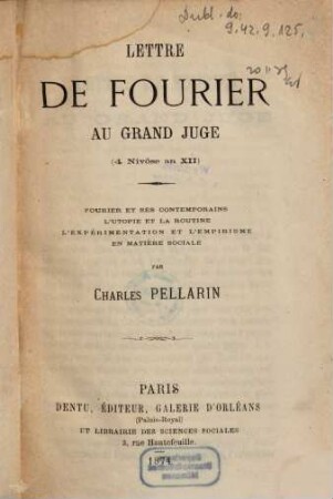 Lettre de Fourier au Grand Juge : (4 nivôse an XII)