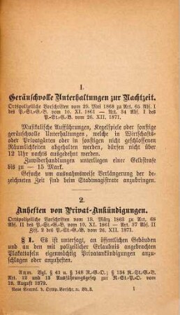 Neue Sammlung der ortspolizeilichen Vorschriften, Statuten, Normativbestimmungen etc. der Stadt Würzburg, 3. Verschiedene Vorschriften, Gesundheits- und Gewerbe-Polizei, Sonntagsruhe