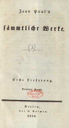 Bd. 3 = Lfg. 1, Bd. 3, Theil 3: Jean Paul's sämmtliche Werke