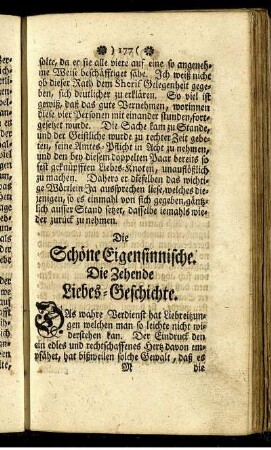 Die Zehende Liebes-Geschichte. Die Schöne Eigensinnische.