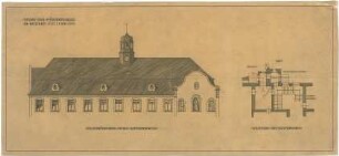 Billing, Hermann; Rastatt, Kapellenstr. 20; Mädchenschule, Umbau - Fassade an der Kapellenstraße, Änderung (Ansicht); Hofeingang, Verlegung (Grundriss)