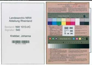 Entnazifizierung Johanna Krebber , geb. 21.12.1890 (Gastwirtin)