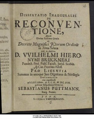 Dissertatio Inauguralis De Reconventione
