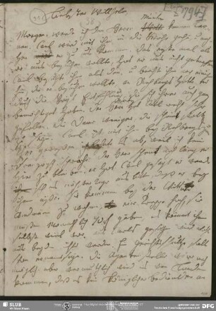 Eigenh. Brief von Johanna Christiane Erdmuthe Schlegel an August Wilhelm von Schlegel, Hannover, Ende 1794