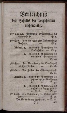 Verzeichniß des Inhalts der vorstehenden Abhandlung.