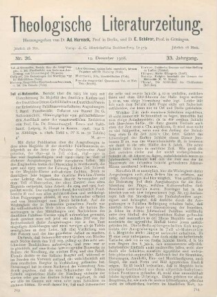 713-717 [Rezension] Steuernagel, Carl (Hrsg.), Tell el-Mutesselim. I. Band. Fundbericht. Erstattet von Baurat Dr. G. Schumacher