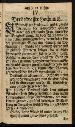 IV. Der bestraffte Hochmuth.