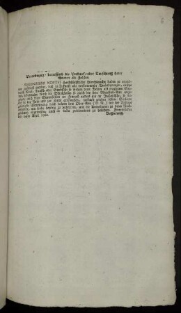 Verordnung, betreffend die Verkauf- oder Tauschung derer Stuten als Fohlen : Zweybrücken den 24ten Abril 1760