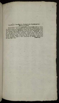 Verordnung, betreffend die Verkauf- oder Tauschung derer Stuten als Fohlen : Zweybrücken den 24ten Abril 1760