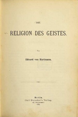 Die Religion des Geistes