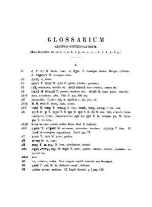 Glossarium Aegypto-Coptico-Latinum.