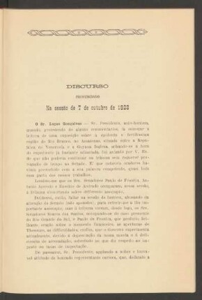 Discurso pronunciado na sessão de 7 de outubro de 1923