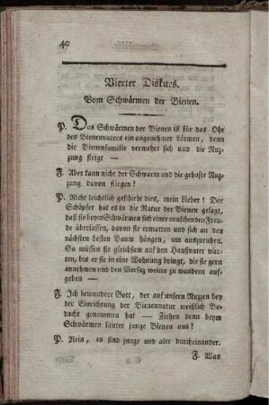 Vierter Diskurs. Vom Schwärmen der Bienen