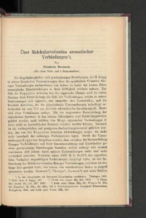Über Molekularvolumina aromatischer Verbindungen.