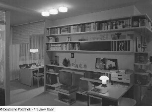 Kombiniertes Wohn-, Arbeits- und Schlafzimmer