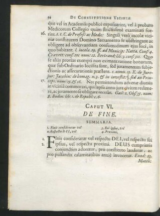 Caput VI. De Fine.