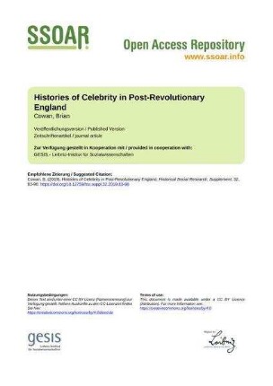 Histories of Celebrity in Post-Revolutionary England