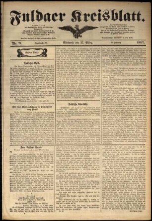 Erste Ausgabe vom Mittwoch, den 27. März 1907.