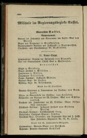 Militair im Regierungsbezirke Cassel