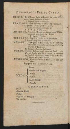 Personaggi Per Il Canto = Personen