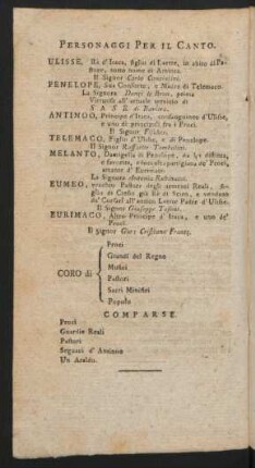 Personaggi Per Il Canto = Personen