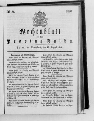 Nr. 33, Ausgabe vom 15. August 1840