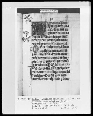 Missale ausgewählter Feste — Initiale N(unc scio), Folio 67recto
