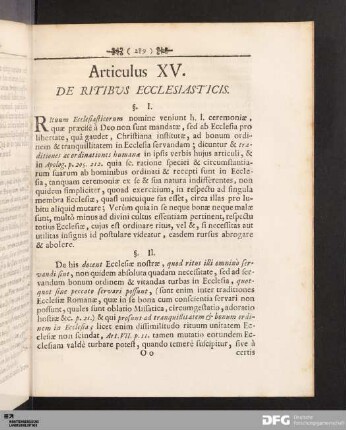 Articulus XV. De Ritibus Ecclesiasticis.