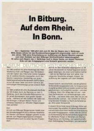 Flugblatt mit der Aufforderung zu Gedenkaktionen anlässlich des 50. Jahrestages des Beginns des 2. Weltkrieges