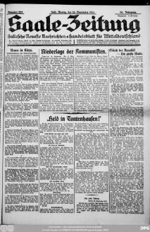 Saale-Zeitung : allgemeine Zeitung für Mitteldeutschland ; Hallesche neueste Nachrichten