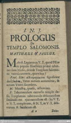 Prologus De Templo Salomonis. Matthaeus & Paulus