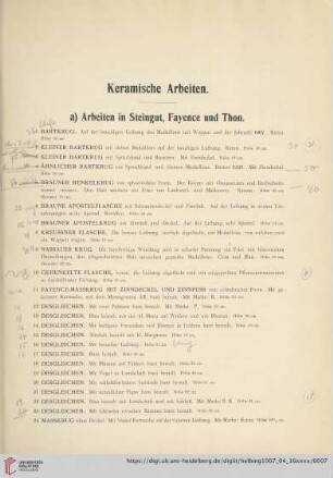 Keramische Arbeiten (Nr. 1-74)