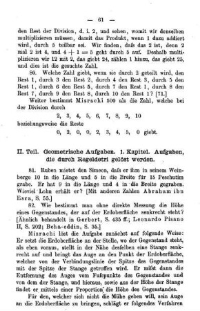 II. Teil. Geometrische Aufgaben.