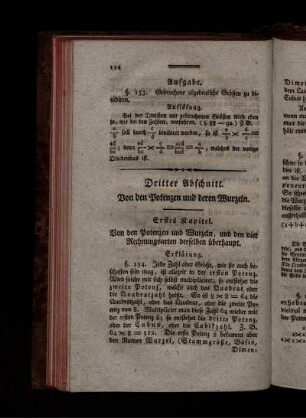 Dritter Abschnitt. Von den Potenzen und deren Wurzeln.