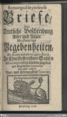 Vier- und siebenzigstes Couvert