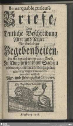 Vier- und siebenzigstes Couvert