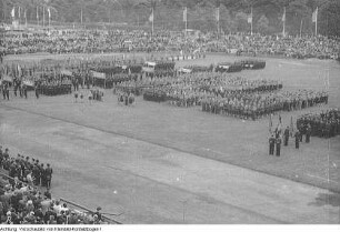 Dresden. Tag der Internationalen Brigaden. Treffen ehemaliger Spanienkämpfer, Juli 1952