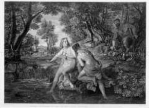 Zwei Nymphen im Bade, von einem Satyr überrascht