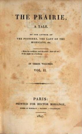 The prairie : a tale ; in three volumes. 2
