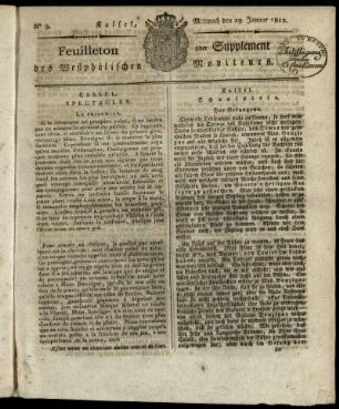 No. 9, Mittwoch den 29. Januar 1812