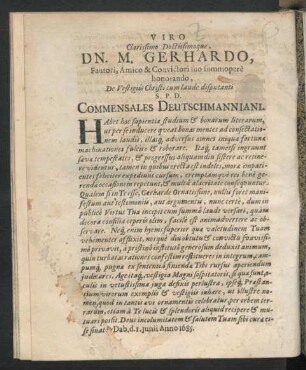 ... Dn. M. Gerhardo, ... Commensales Deutschmanniani.