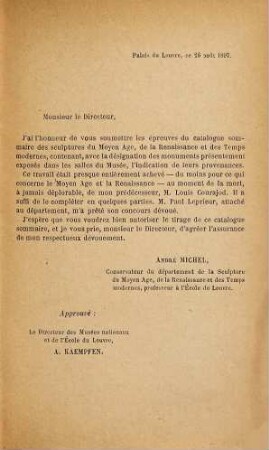 Catalogue sommaire des sculptures du Moyen Åge, de la Renaissance et des temps modernes