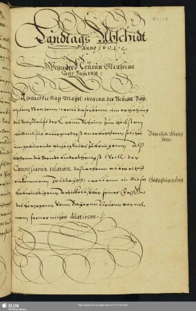Landtags Abschidt Anno 1601