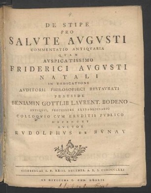 De Stipe Pro Salute Augusti Commentatio Antiquaria